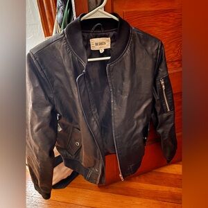 BB Dakota Black Leather Bomber Jacket